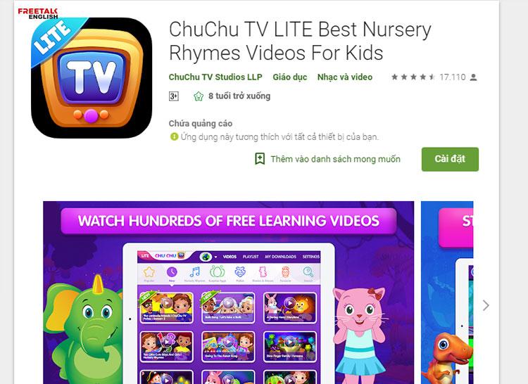app phần mềm học tiếng anh cho trẻ em miễn phí chuchu tv lite