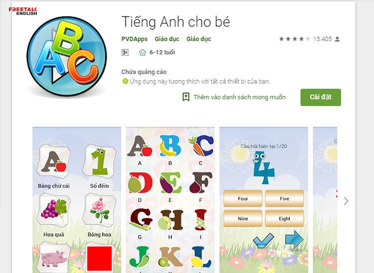 app phần mềm học tiếng anh cho trẻ em miễn phí tiếng anh cho bé