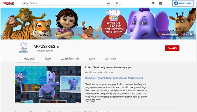 kênh youtube học tiếng anh cho trẻ em appu-series
