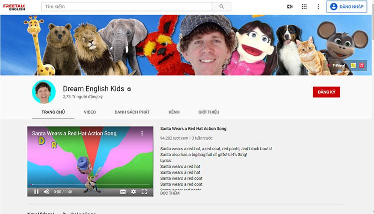 kênh youtube học tiếng anh cho trẻ em dream-english-kids-songs