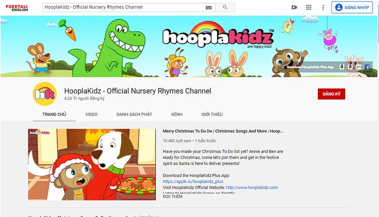 kênh youtube học tiếng anh cho trẻ em hooplakidz