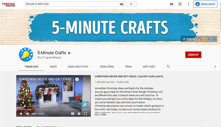 kênh youtube học tiếng anh cho trẻ em minute-crafts-kids
