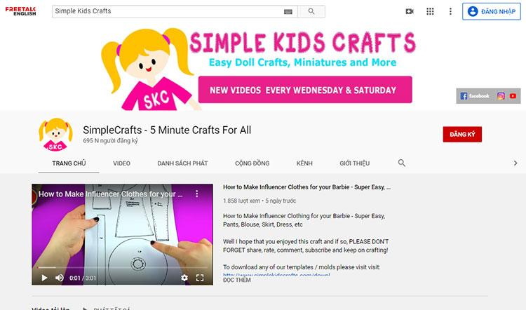 kênh youtube học tiếng anh cho trẻ em simple-kids-crafts